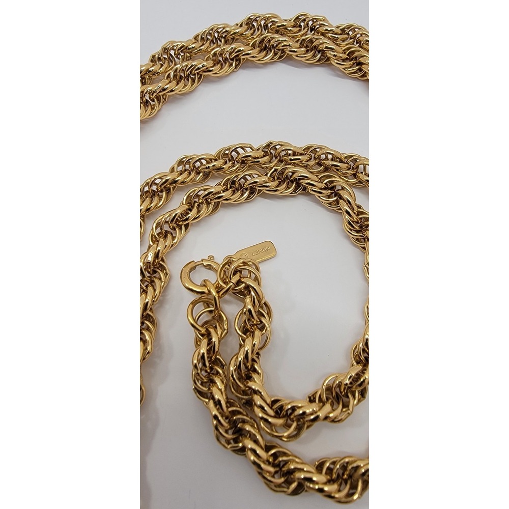 MONET Vintage Necklace Chain Gold Tone 27 Inch Long Multi Link Statement EUC
